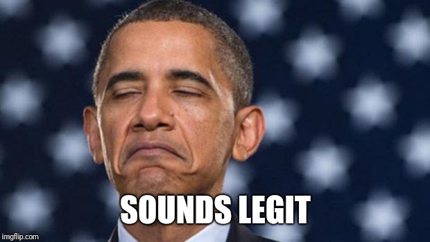 "Seems Legit" Obama | SOUNDS LEGIT | image tagged in seems legit obama | made w/ Imgflip meme maker