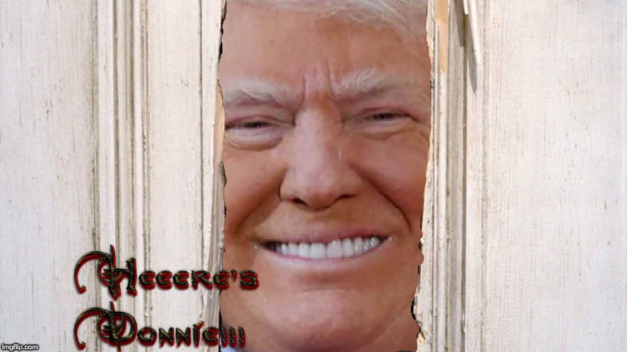Heeeeeeere's Donnie! | image tagged in donald trump,politics,horror | made w/ Imgflip meme maker