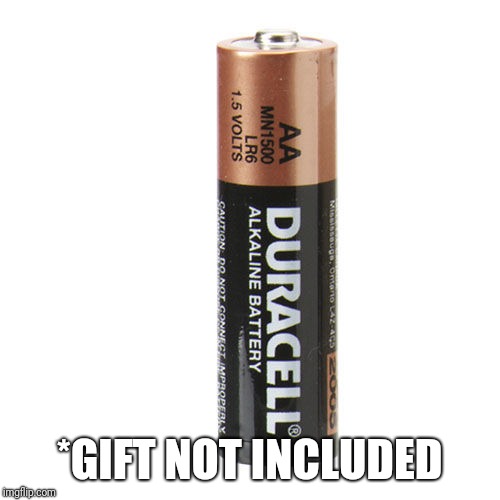 Looks like I bought batteries | *GIFT NOT INCLUDED | image tagged in double a batteries | made w/ Imgflip meme maker