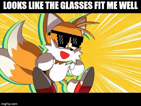  LOOKS LIKE THE GLASSES FIT ME WELL | image tagged in that is a tails | made w/ Imgflip meme maker