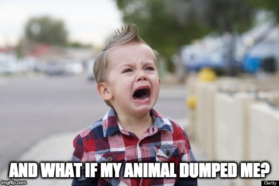 Crying kid | AND WHAT IF MY ANIMAL DUMPED ME? | image tagged in crying kid | made w/ Imgflip meme maker