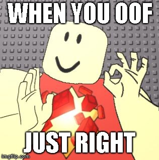 Just Right Robloxian | WHEN YOU OOF; JUST RIGHT | image tagged in just right robloxian | made w/ Imgflip meme maker