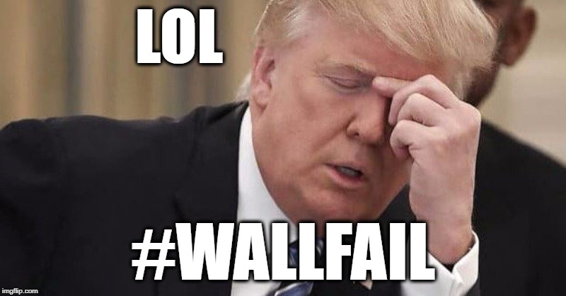 How's That Wall You Promised Coming? Mexico Sent The Check, Right? | LOL; #WALLFAIL | image tagged in donald trump,wall,secure the border,fail,impeach,traitor | made w/ Imgflip meme maker