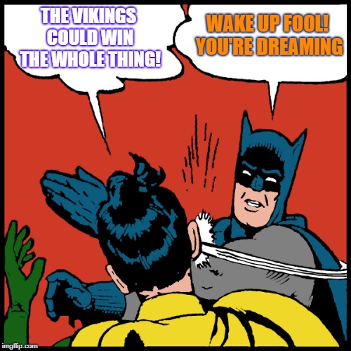 Go Bears | THE VIKINGS COULD WIN THE WHOLE THING! WAKE UP FOOL! YOU'RE DREAMING | image tagged in bears,chicago bears,vikings,minnesota vikings | made w/ Imgflip meme maker