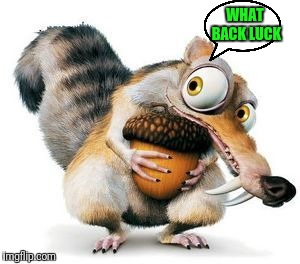 scrat weekend ice age | WHAT BACK LUCK | image tagged in scrat weekend ice age | made w/ Imgflip meme maker