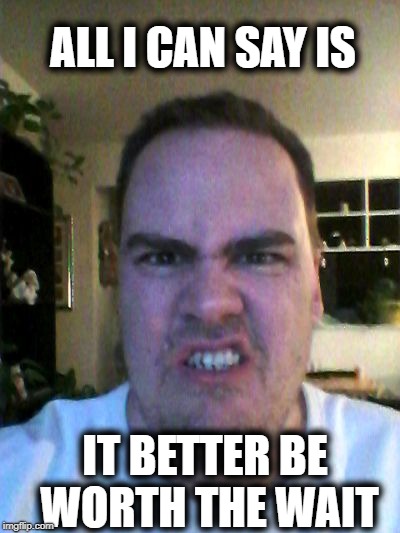 Grrr | ALL I CAN SAY IS IT BETTER BE WORTH THE WAIT | image tagged in grrr | made w/ Imgflip meme maker