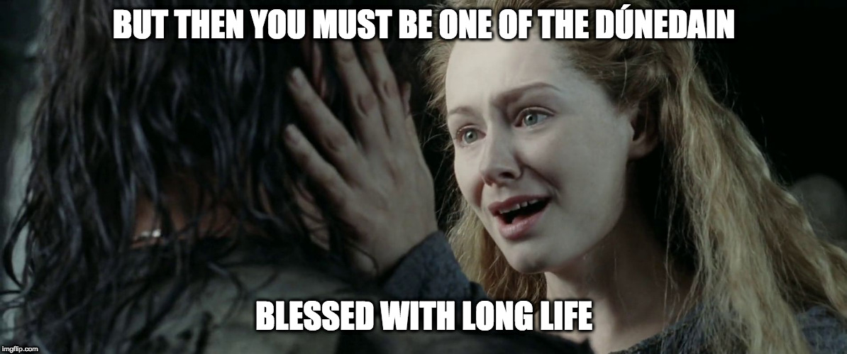 eowyn friend zone | BUT THEN YOU MUST BE ONE OF THE DÚNEDAIN BLESSED WITH LONG LIFE | image tagged in eowyn friend zone | made w/ Imgflip meme maker