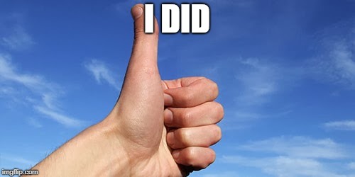 thumbs up | I DID | image tagged in thumbs up | made w/ Imgflip meme maker