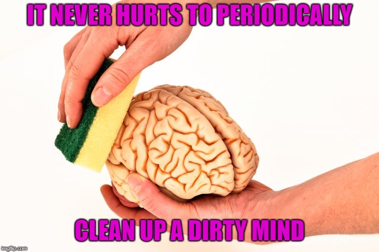 IT NEVER HURTS TO PERIODICALLY CLEAN UP A DIRTY MIND | made w/ Imgflip meme maker