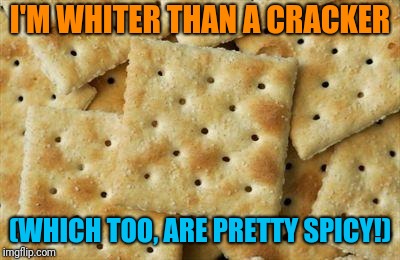 Crackers | I'M WHITER THAN A CRACKER (WHICH TOO, ARE PRETTY SPICY!) | image tagged in crackers | made w/ Imgflip meme maker