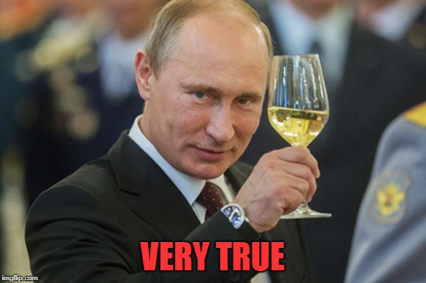 Putin Cheers | VERY TRUE | image tagged in putin cheers | made w/ Imgflip meme maker