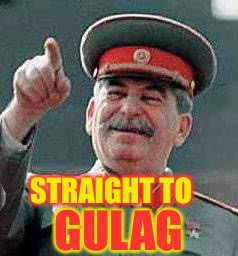 Stalin says | STRAIGHT TO GULAG | image tagged in stalin says | made w/ Imgflip meme maker