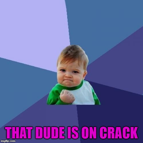 Success Kid Meme | THAT DUDE IS ON CRACK | image tagged in memes,success kid | made w/ Imgflip meme maker
