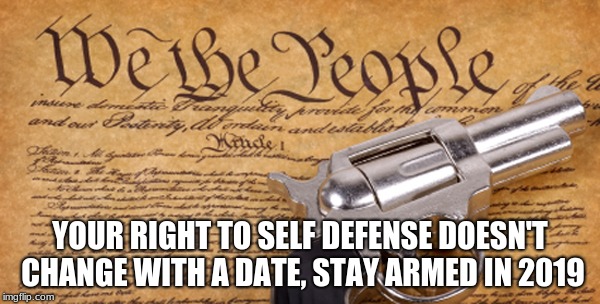 Ignore the UN and the Democrats, protect the 2nd Amendment |  YOUR RIGHT TO SELF DEFENSE DOESN'T CHANGE WITH A DATE, STAY ARMED IN 2019 | image tagged in 2nd amendment,open carry,concealed carry,stay prepared,un is useless,democrats | made w/ Imgflip meme maker