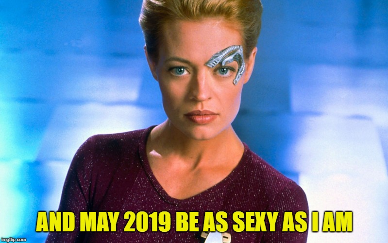 Seven Of Nine | AND MAY 2019 BE AS SEXY AS I AM | image tagged in seven of nine | made w/ Imgflip meme maker