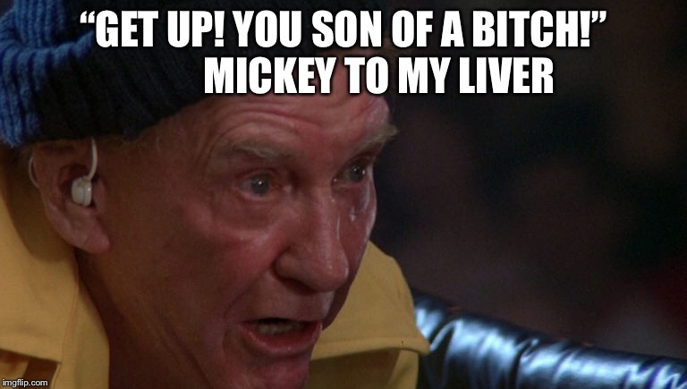 Liver | “GET UP! YOU SON OF A BITCH!”         
MICKEY TO MY LIVER | image tagged in happy new year,new year,drinking | made w/ Imgflip meme maker