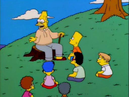 Simpsons grandpa with kids Blank Meme Template