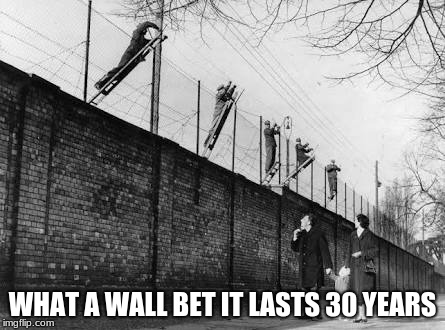 Walls do work | WHAT A WALL BET IT LASTS 30 YEARS | image tagged in berlin wall,mexico will pay for it,build the wall | made w/ Imgflip meme maker
