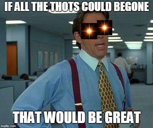 IF ALL THE THOTS COULD BEGONE THAT WOULD BE GREAT | made w/ Imgflip meme maker