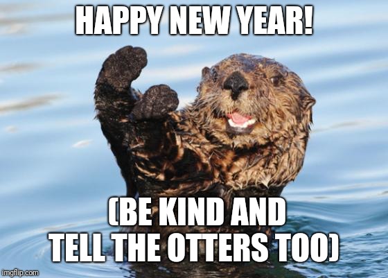 otter celebration | HAPPY NEW YEAR! (BE KIND AND TELL THE OTTERS TOO) | image tagged in otter celebration | made w/ Imgflip meme maker