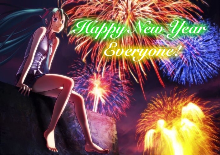 MIKU NEW YEAR! | . | image tagged in happy new year,fireworks,anime,vocaloid,hatsune miku,celebration | made w/ Imgflip meme maker
