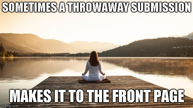 SOMETIMES A THROWAWAY SUBMISSION MAKES IT TO THE FRONT PAGE | made w/ Imgflip meme maker