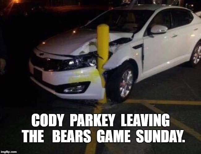 Bears Cody Parkey | CODY  PARKEY  LEAVING  THE   BEARS  GAME  SUNDAY. | image tagged in parkey,post | made w/ Imgflip meme maker