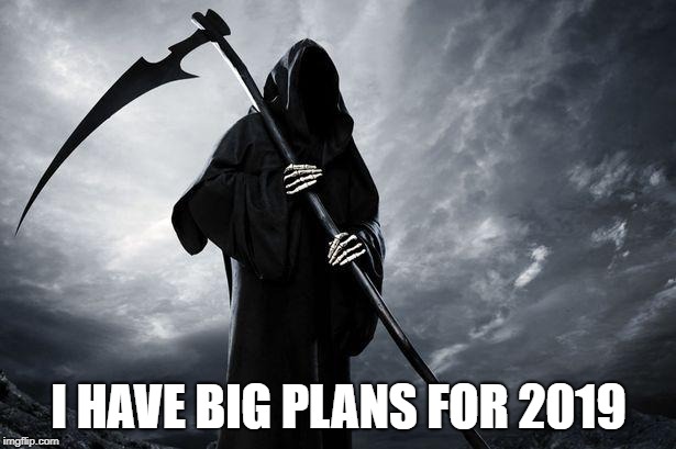 Grim Reaper | I HAVE BIG PLANS FOR 2019 | image tagged in grim reaper | made w/ Imgflip meme maker