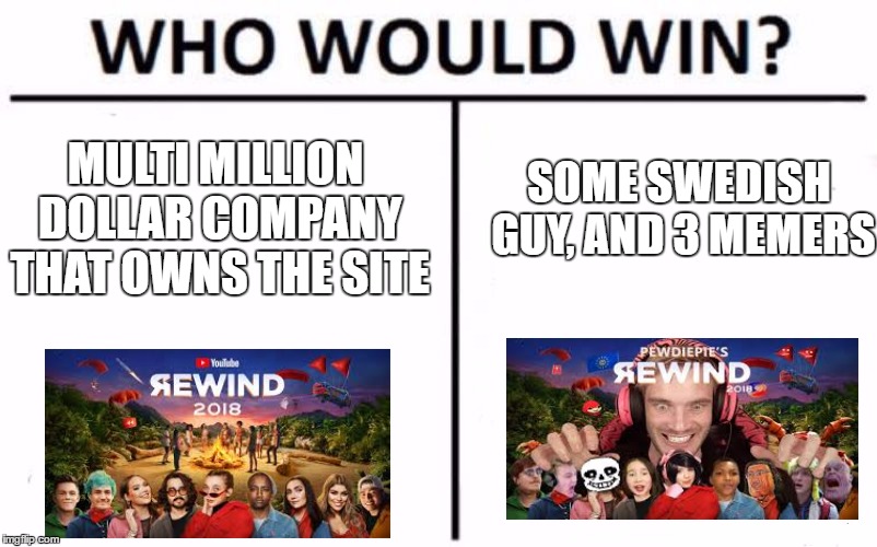 Who Would Win? | MULTI MILLION DOLLAR COMPANY THAT OWNS THE SITE; SOME SWEDISH GUY, AND 3 MEMERS | image tagged in memes,who would win | made w/ Imgflip meme maker