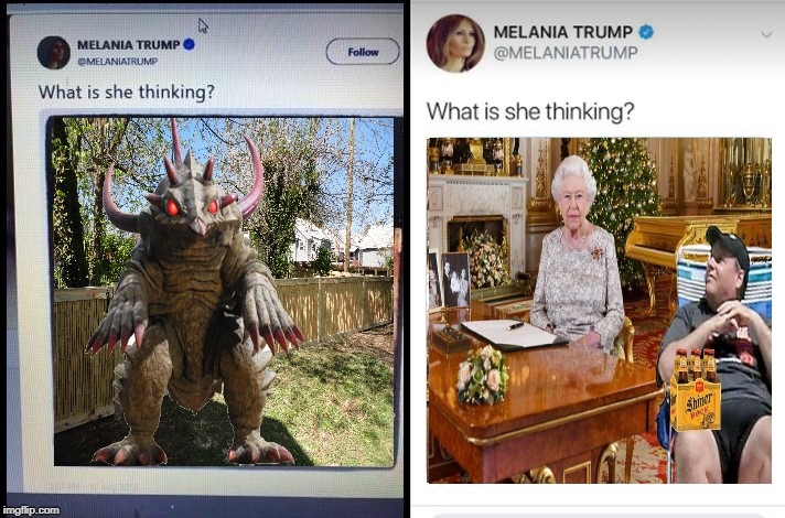 Left: On my phoneRight: On my PC | image tagged in twitter got some splainin' ta do,melania,what is she thinking | made w/ Imgflip meme maker