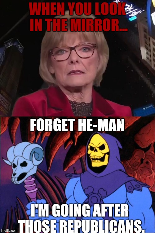 WHEN YOU LOOK IN THE MIRROR... FORGET HE-MAN; I'M GOING AFTER THOSE REPUBLICANS. | image tagged in skelator | made w/ Imgflip meme maker