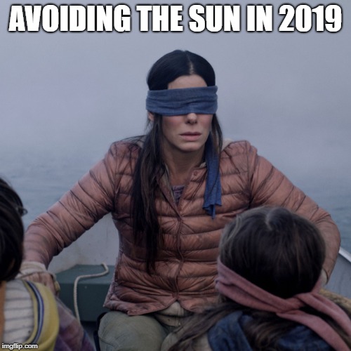 Bird Box | AVOIDING THE SUN IN 2019 | image tagged in bird box | made w/ Imgflip meme maker