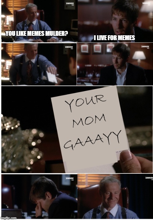 MATHESON DOES THE MEMES | YOU LIKE MEMES MULDER? I LIVE FOR MEMES | image tagged in xfiles,fox mulder the x files | made w/ Imgflip meme maker