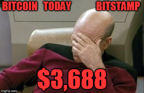 Captain Picard Facepalm Meme | BITCOIN   TODAY    






  BITSTAMP; $3,688 | image tagged in memes,captain picard facepalm | made w/ Imgflip meme maker