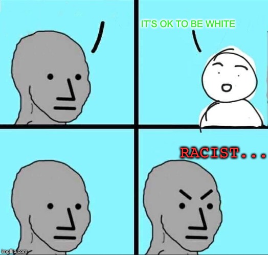 NPC Meme | IT’S OK TO BE WHITE; RACIST... | image tagged in npc meme | made w/ Imgflip meme maker