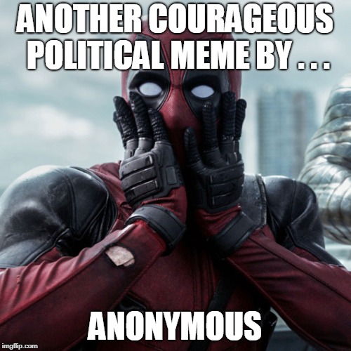Dead Pool | ANOTHER COURAGEOUS POLITICAL MEME BY . . . ANONYMOUS | image tagged in dead pool | made w/ Imgflip meme maker
