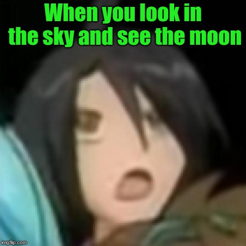 Shun Kazami Meme | When you look in the sky and see the moon | image tagged in reaction | made w/ Imgflip meme maker