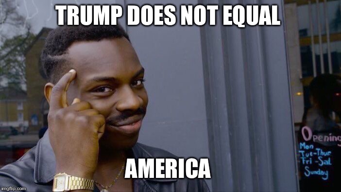 Roll Safe Think About It Meme | TRUMP DOES NOT EQUAL AMERICA | image tagged in memes,roll safe think about it | made w/ Imgflip meme maker