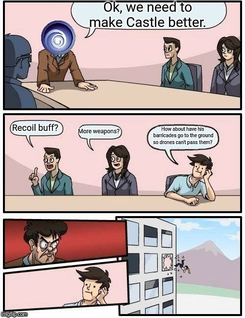 At Ubisoft HQ | image tagged in boardroom meeting suggestion,memes,rainbow six siege | made w/ Imgflip meme maker