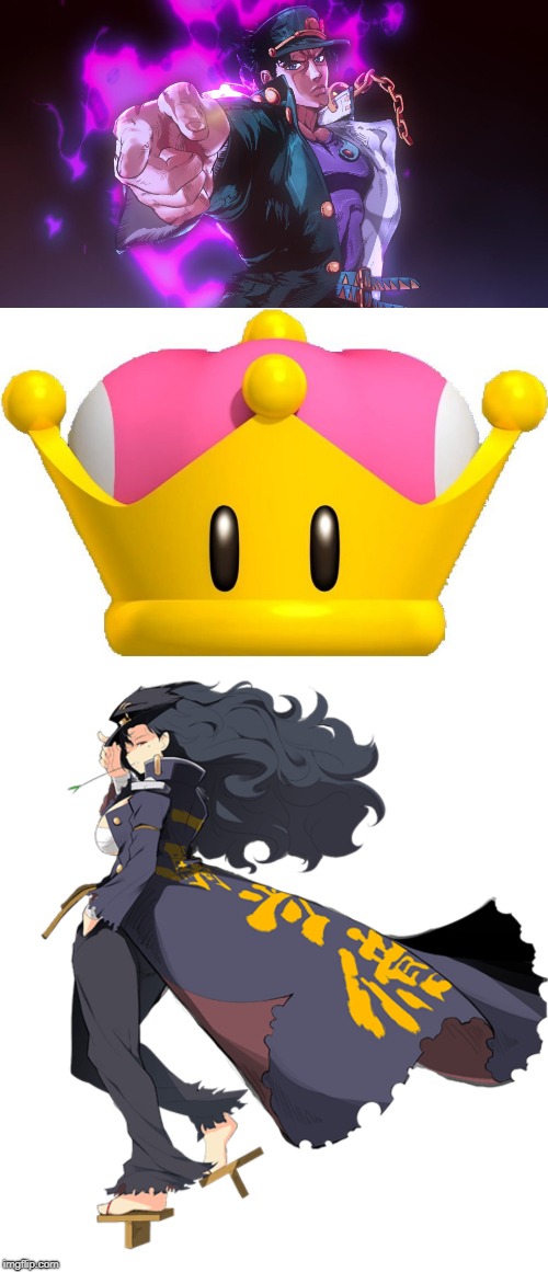 Give Jotaro Kujo a Super Crown | image tagged in super_crown,jojo's bizarre adventure,senran kagura,anime,anime meme,animeme | made w/ Imgflip meme maker