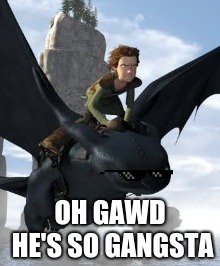 How to train your dragon | OH GAWD HE'S SO GANGSTA | image tagged in how to train your dragon | made w/ Imgflip meme maker