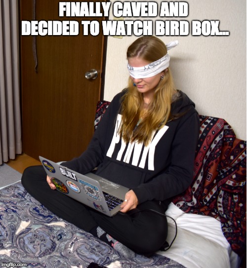 FINALLY CAVED AND DECIDED TO WATCH BIRD BOX... | image tagged in bird box,movies | made w/ Imgflip meme maker