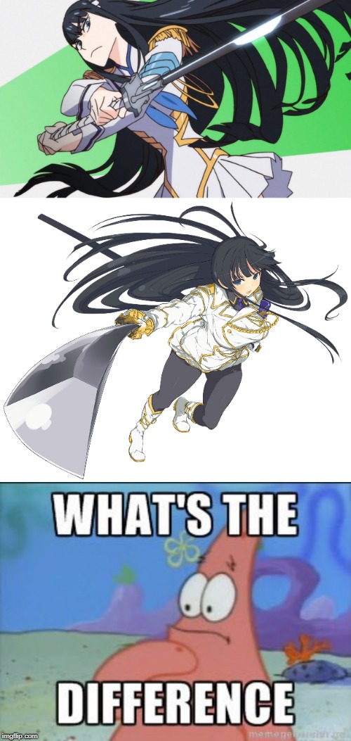 Ikaruga & Satsuki Kiryuin...What's the difference? | image tagged in kill la kill,senran kagura,patrick star | made w/ Imgflip meme maker