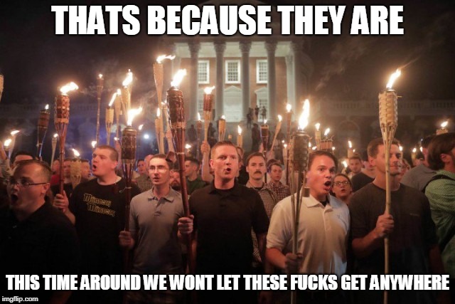 Virginia Nazi's | THATS BECAUSE THEY ARE THIS TIME AROUND WE WONT LET THESE F**KS GET ANYWHERE | image tagged in virginia nazi's | made w/ Imgflip meme maker