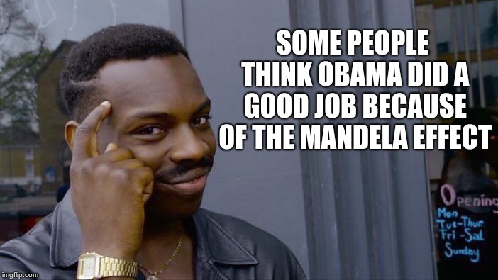 Obama successful or Mandela effect. | SOME PEOPLE THINK OBAMA DID A GOOD JOB BECAUSE OF THE MANDELA EFFECT | image tagged in memes,roll safe think about it,mandela effect,obama scandals,obama failure | made w/ Imgflip meme maker