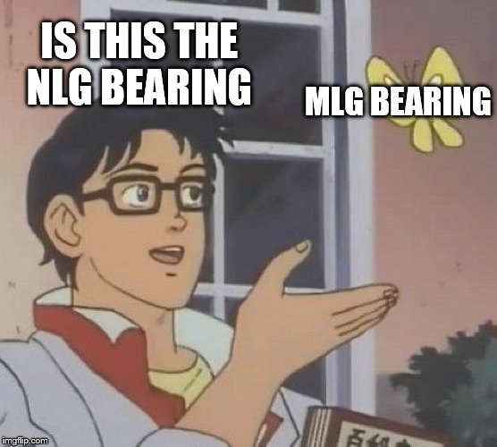 Is This A Pigeon | IS THIS THE NLG BEARING; MLG BEARING | image tagged in memes,is this a pigeon | made w/ Imgflip meme maker