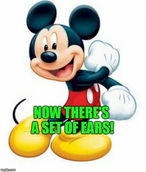 mickey mouse  | NOW THERE'S A SET OF EARS! | image tagged in mickey mouse | made w/ Imgflip meme maker