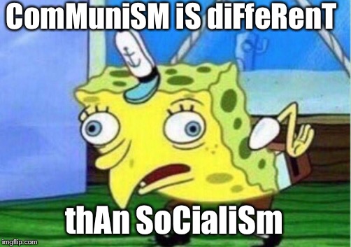 Mocking Spongebob Meme | ComMuniSM iS diFfeRenT thAn SoCialiSm | image tagged in memes,mocking spongebob | made w/ Imgflip meme maker