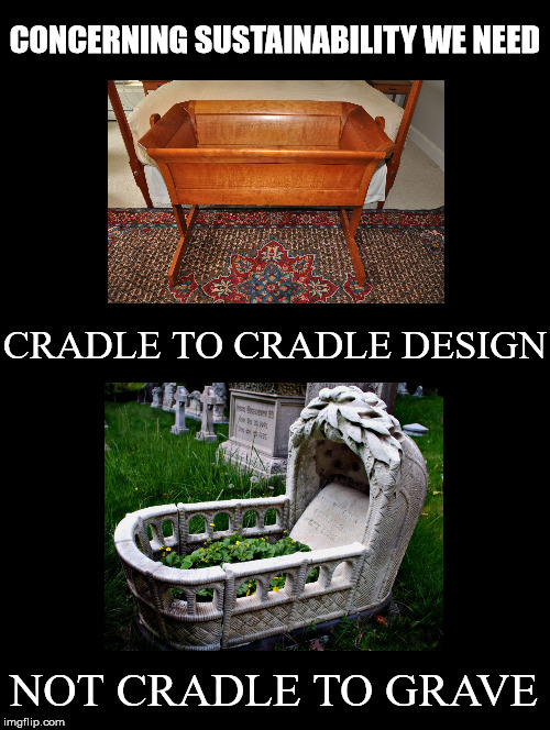 We Need... | CONCERNING SUSTAINABILITY WE NEED; CRADLE TO CRADLE DESIGN; NOT CRADLE TO GRAVE | image tagged in cradle to grave,design,sustainability,need,products,cradle to cradle | made w/ Imgflip meme maker
