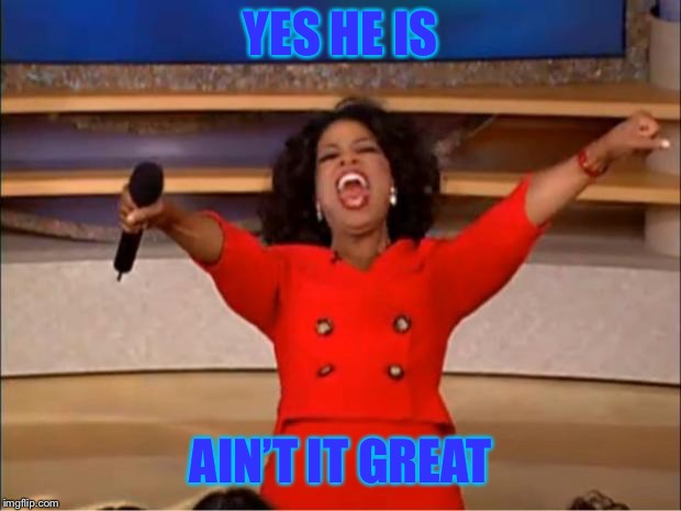 Oprah You Get A Meme | YES HE IS AIN’T IT GREAT | image tagged in memes,oprah you get a | made w/ Imgflip meme maker